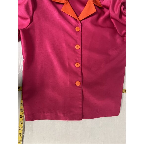 Peter Popovitch Satin 3 pc Suit Set Jacket, Top & Pants Pink & Orange Medium/Sma - Picture 15 of 16